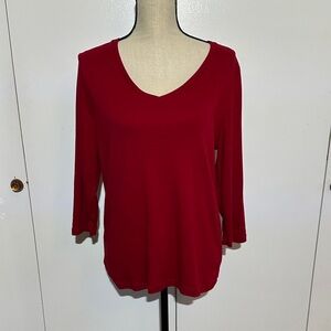 St. John's Bay Red Long Sleeve V-Neck Top